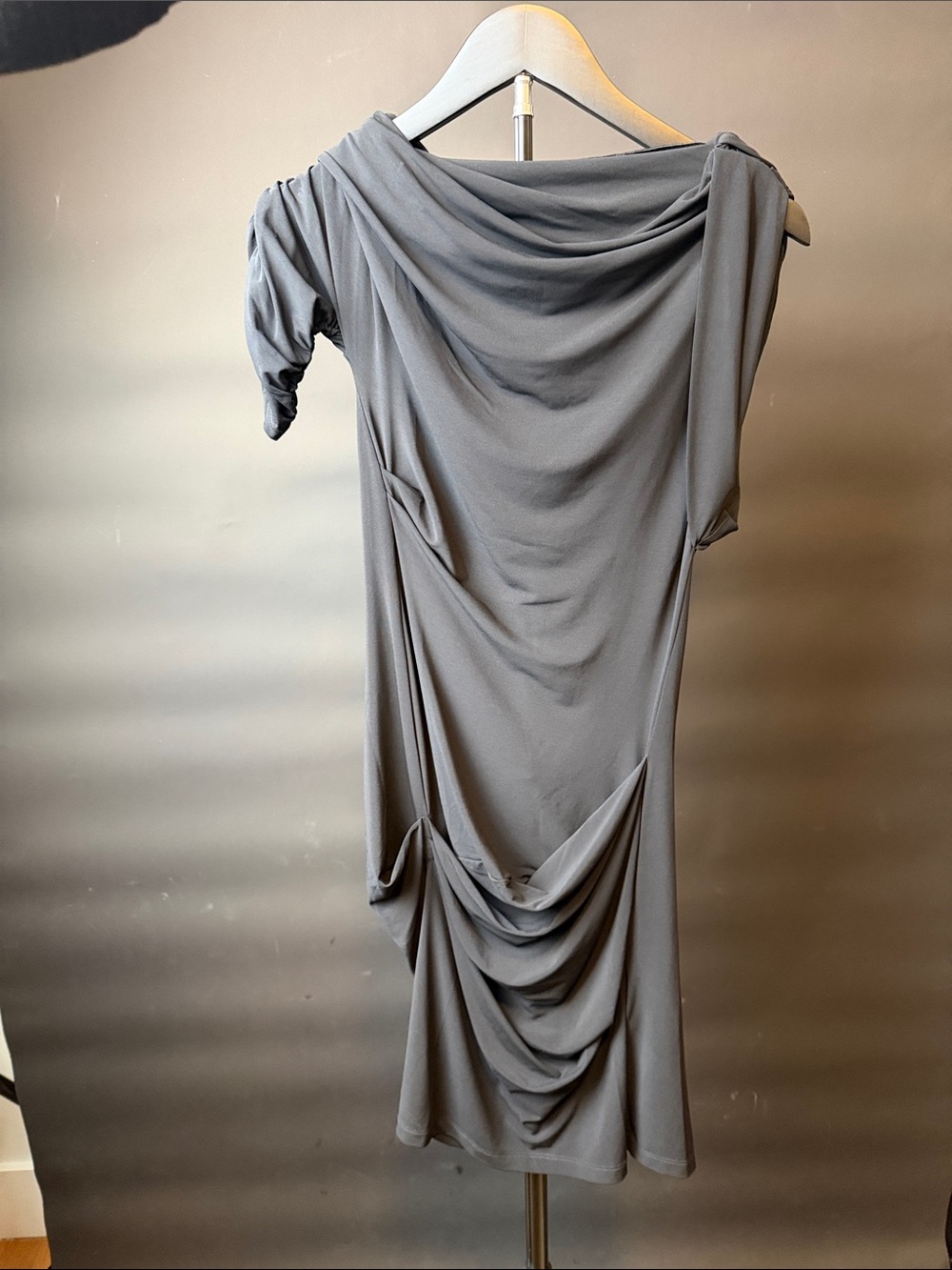 Jacquemus Black Asymmetrical Draped Midi Dress